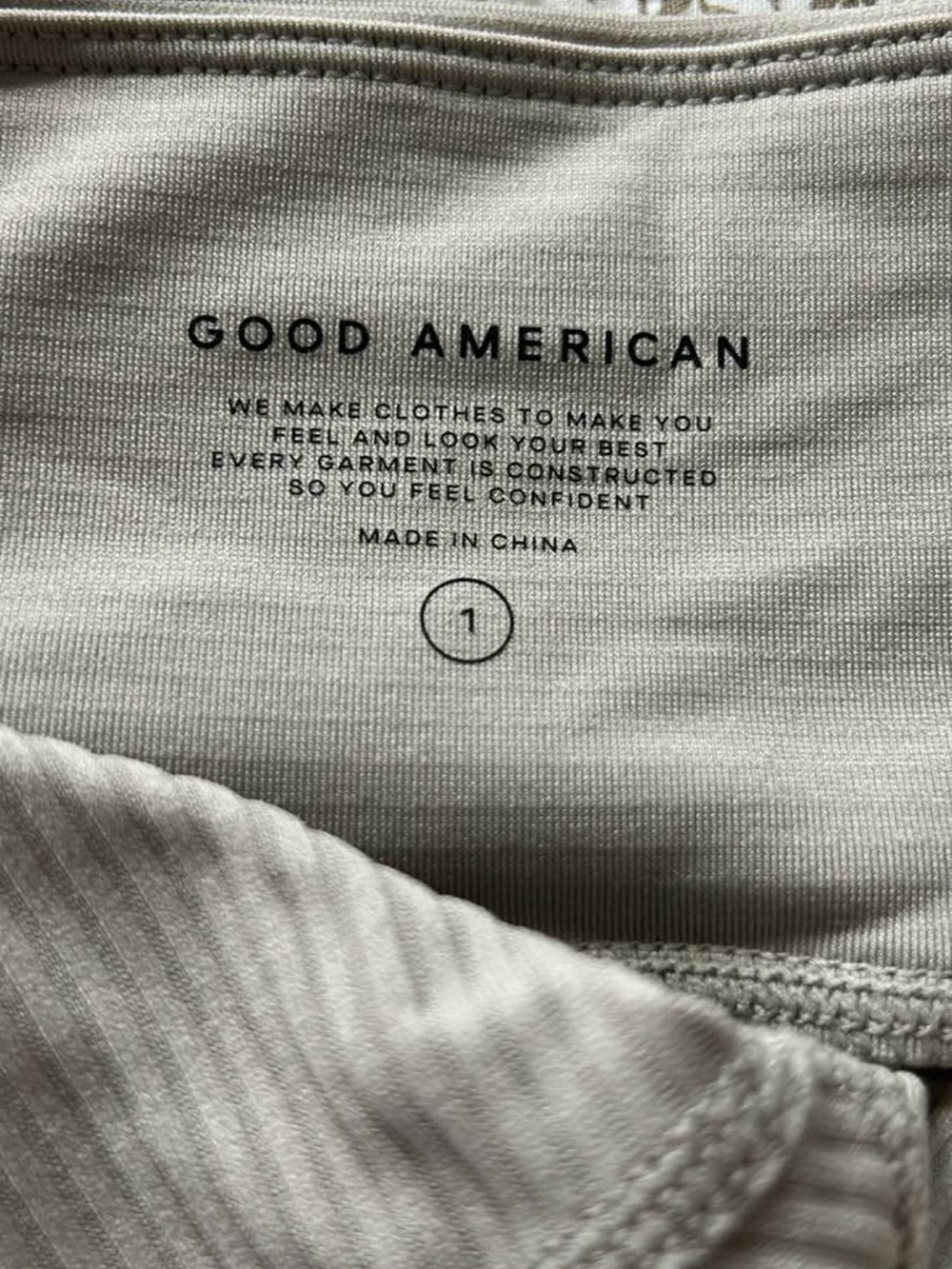 Good American Cream Ribbed Leggings